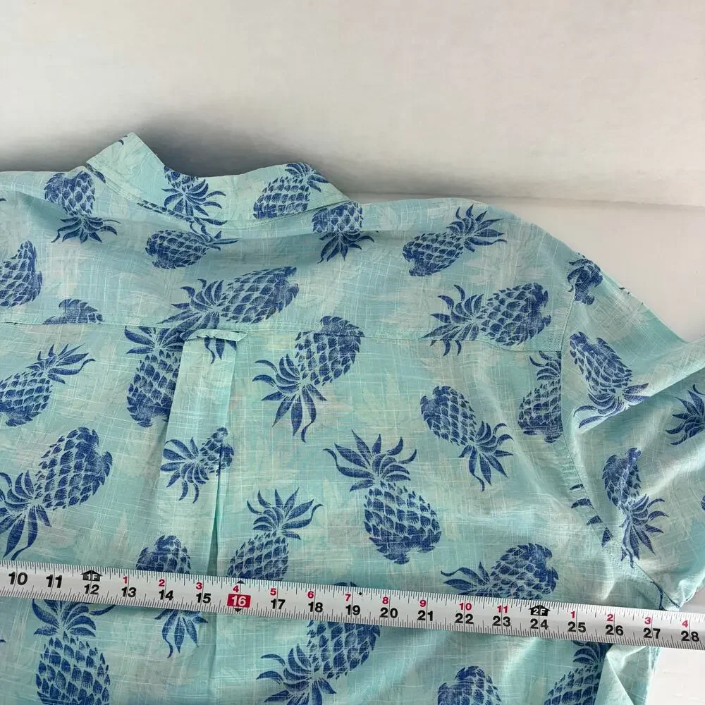 IZOD Men's 2XL Dockside Chambray Pineapple Short Sleeve Button Down Shirt NWT - Picture 6 of 16